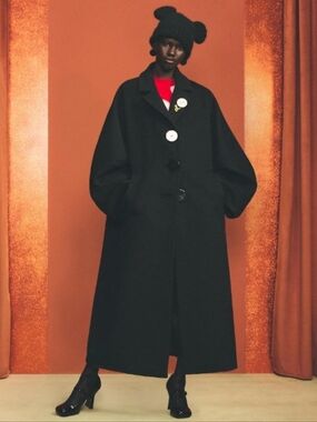 Zara X Disney Black Oversized Long Wool Coat - Women's Jacket & Coat